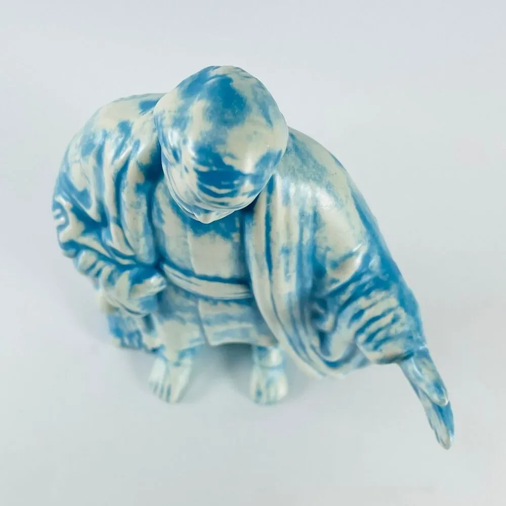 Holland Ceramic Nativity Shepherd Figurine 8.5in Vintage Blue White Creche 1970s